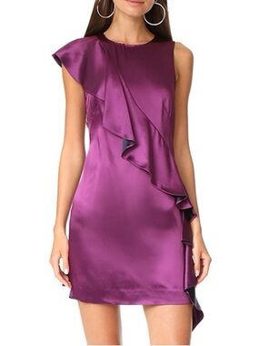 Diane Von Furstenberg Purple Ruffle Sheath Mini dress $468 Sz 2